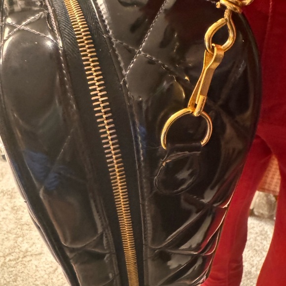 CHANEL Quilted CC Chain 2way Hand Bag Black Patent Leather size 13x10x4.2 - Picture 6 of 17